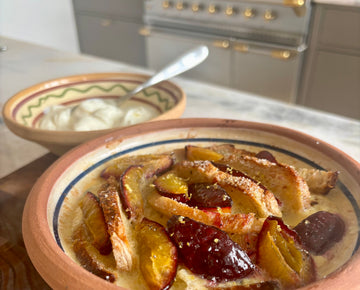 Bread & Butter pudding med blommer