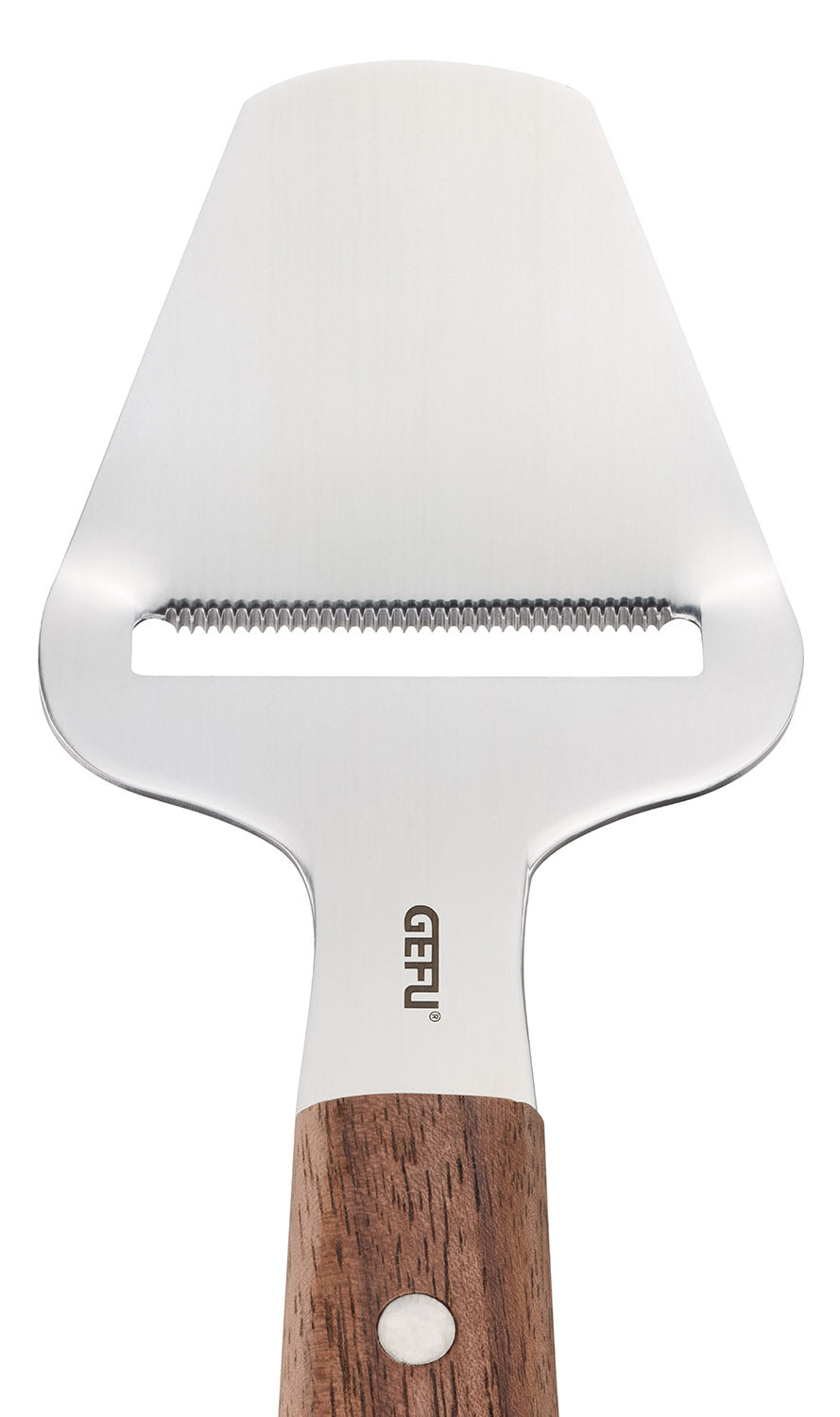 Ostehøvl, rustfrit stål med greb i valnød