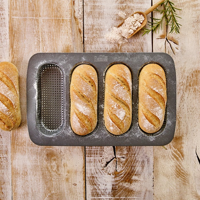 Bageform til 4 mini baguette, perforeret