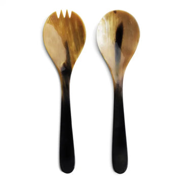 Salatbestik i horn - 26 cm