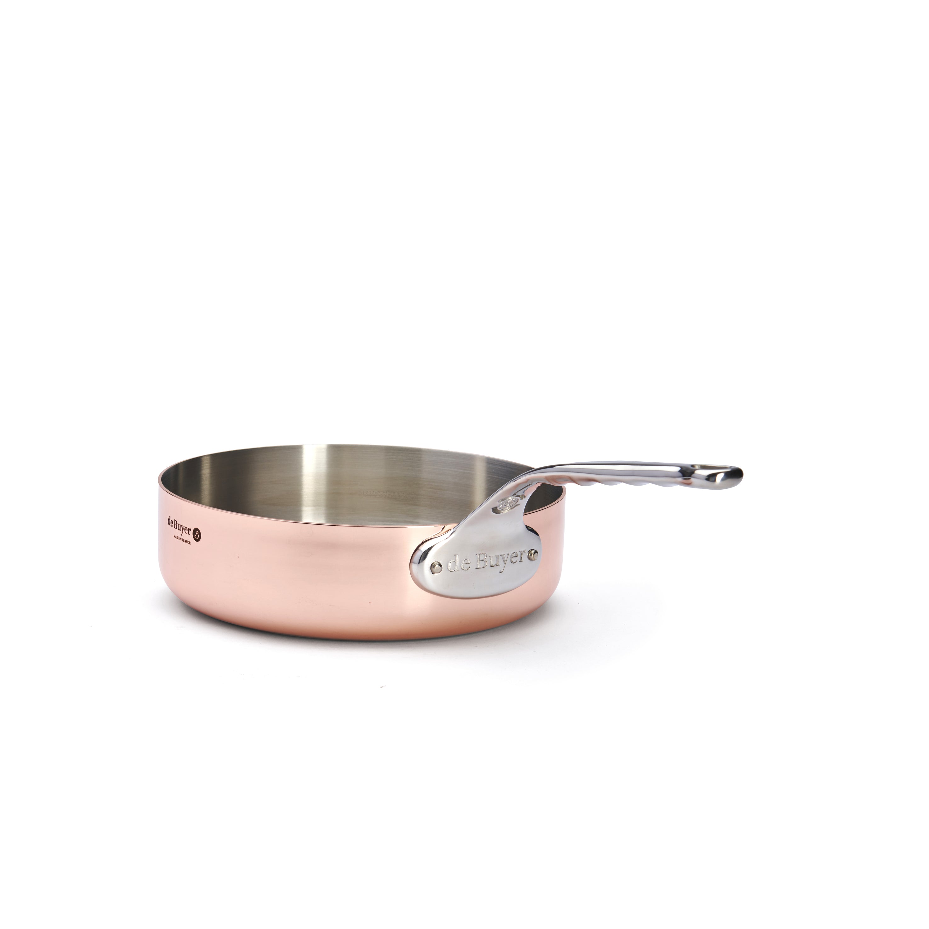 Sauterpande, kobber med rustfrit stål greb,  Ø24 cm