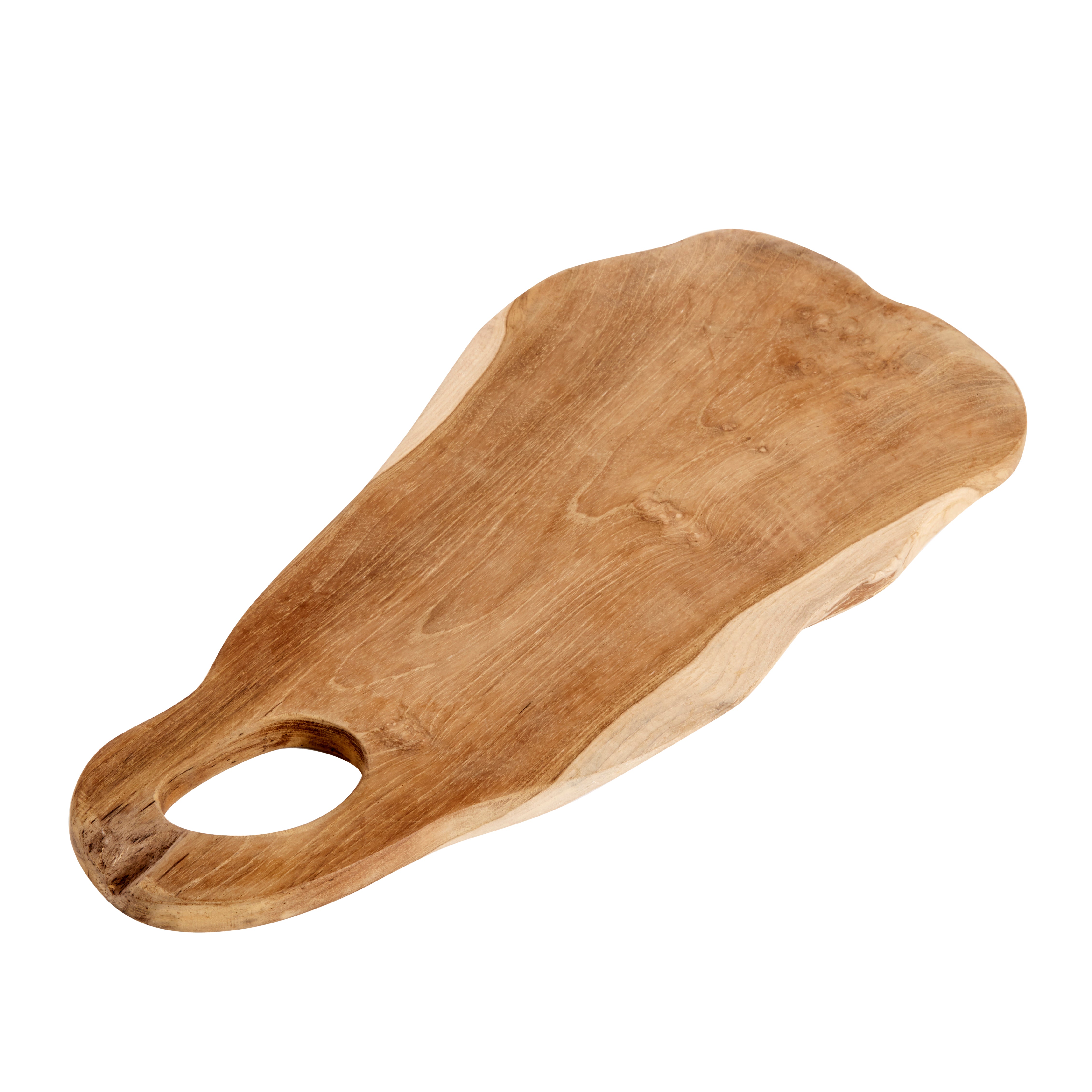 Skærebræt, teaktræ organisk form 33 x 15 cm