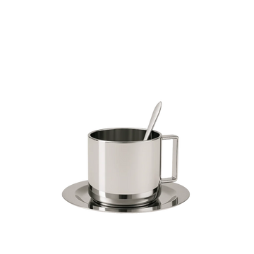 Cappuccinokop i rustfrit stål med underkop og ske (Copy)