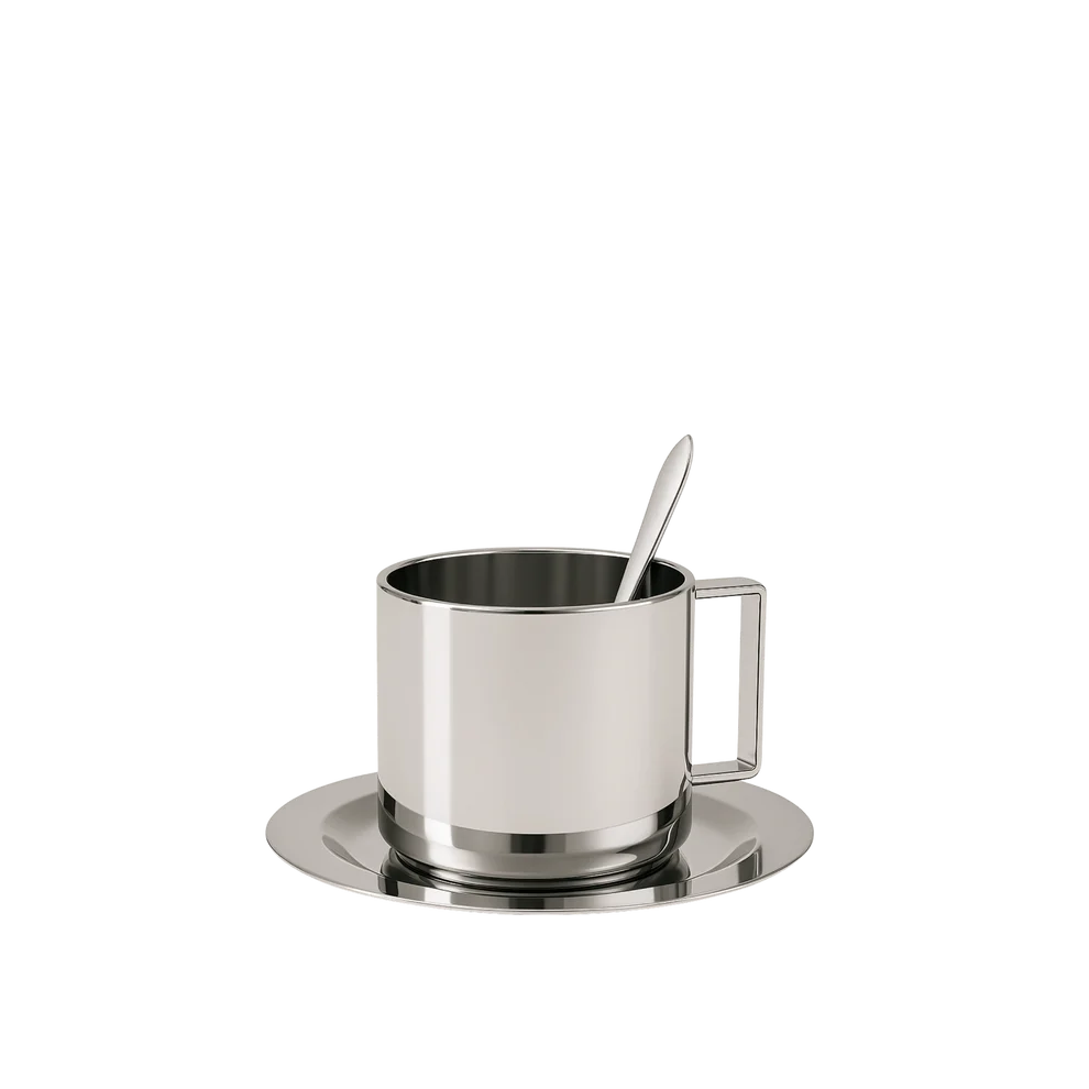 Cappuccinokop i rustfrit stål med underkop og ske (Copy)
