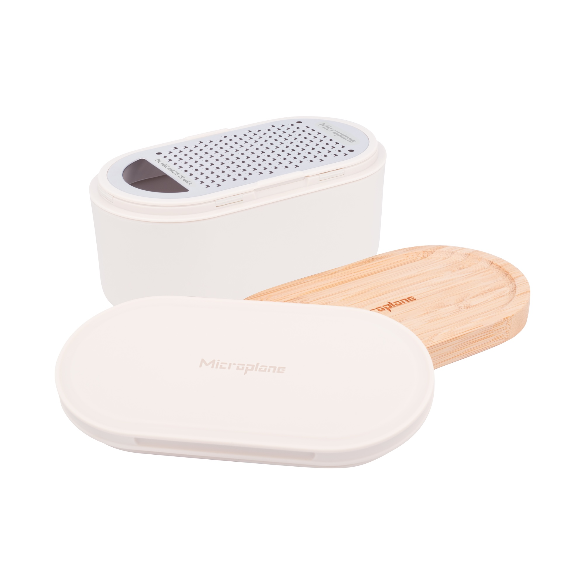 Microplane Parmesanrivejern med beholder og låg