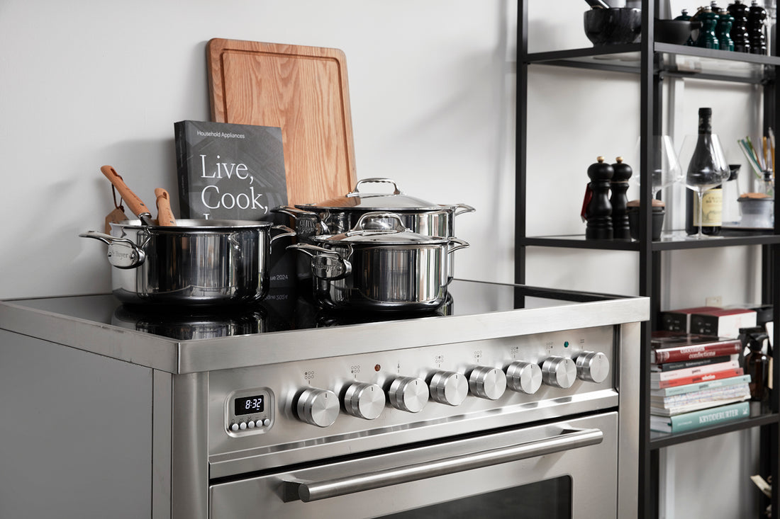 ILVE Professional Plus, 90 cm, Rustfrit stål, 6 induktionszoner og 97L multifunktionsovn