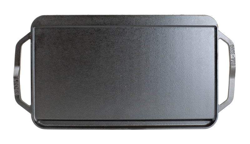 Griddle, vendbar rektangulær grillpande fra Lodge, 41 cm x 25 cm