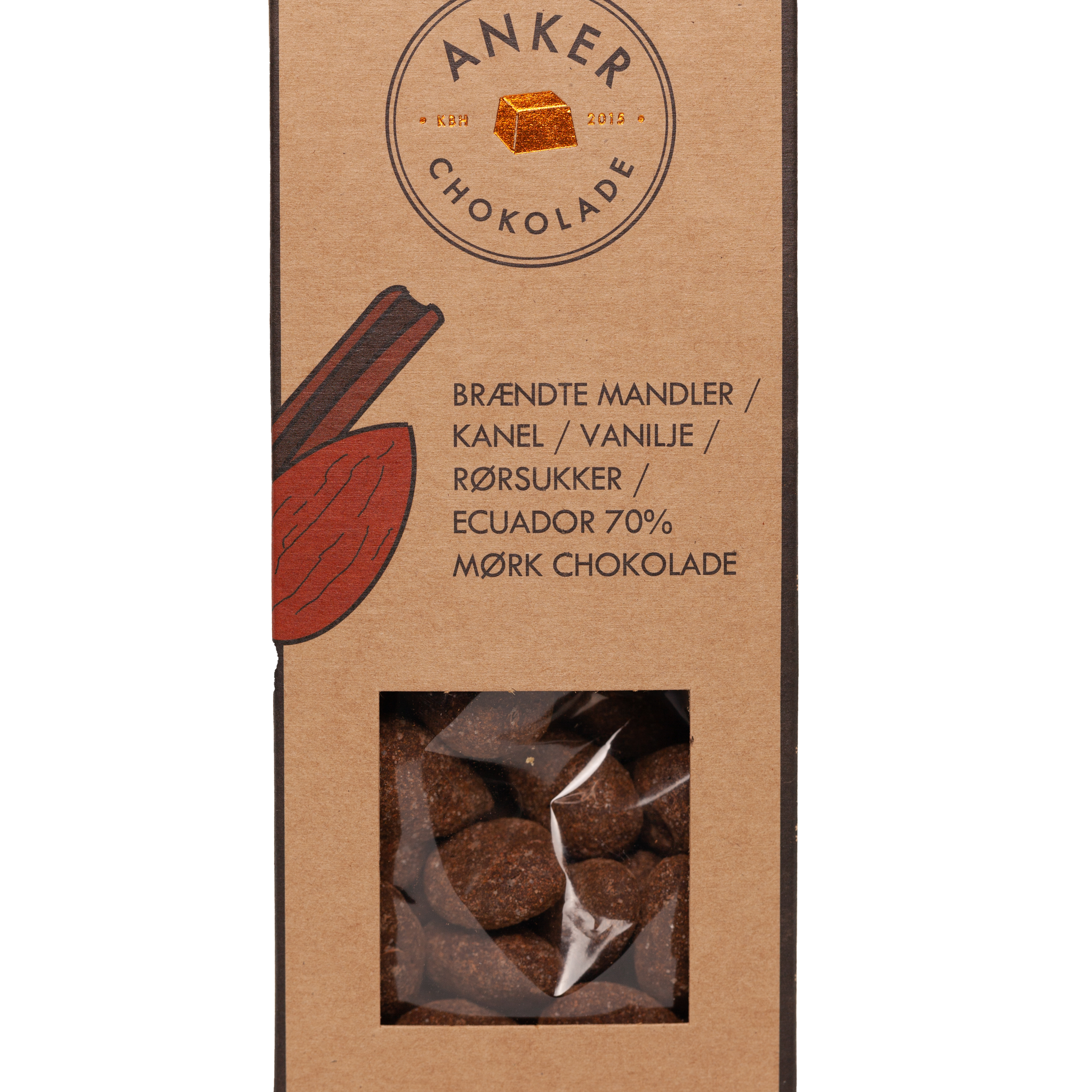 Ankers Brændte Mandler – Kanel, vanilje og mørk chokolade fra Ecuador