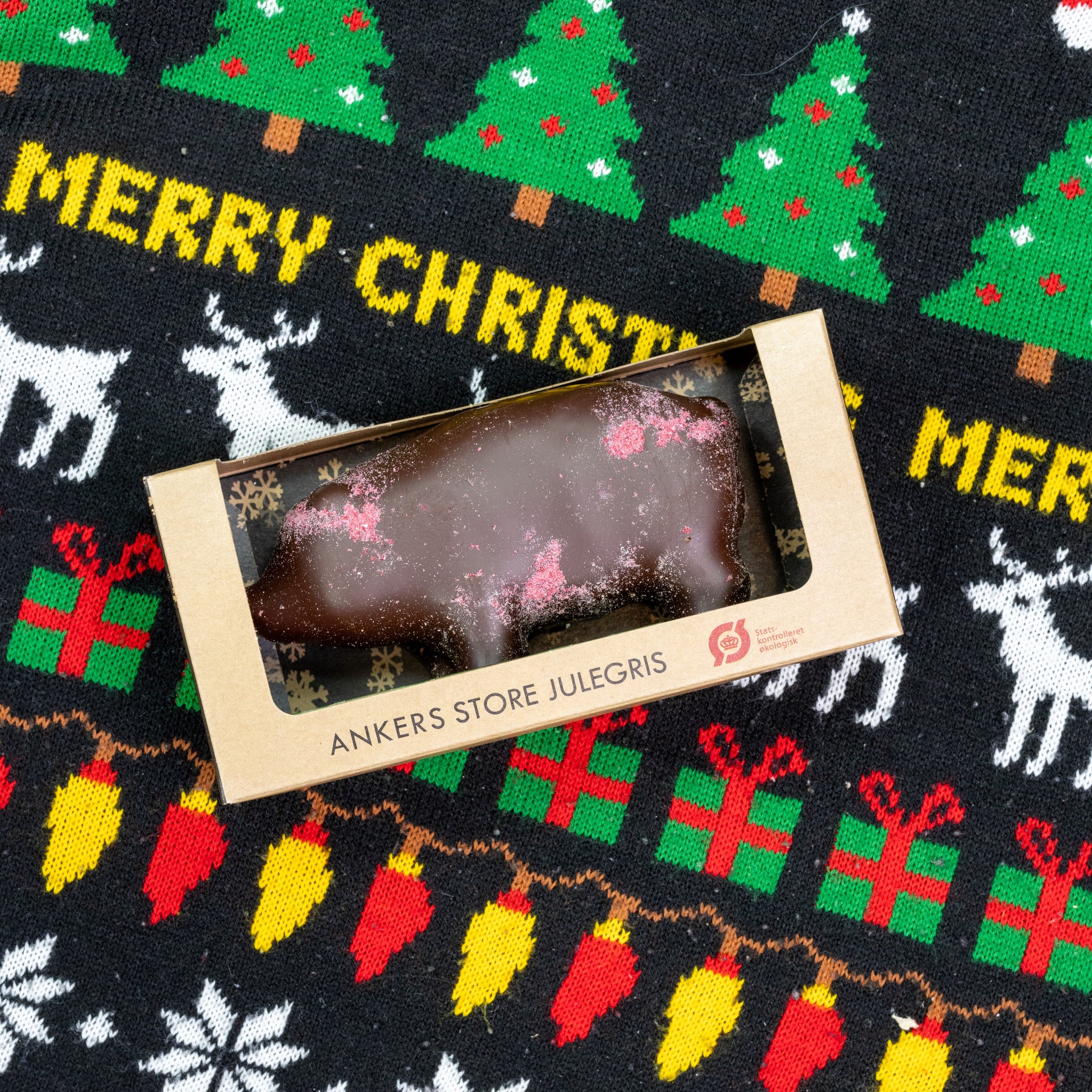Ankers Store Julegris – Økologisk marcipan med mørk chokolade