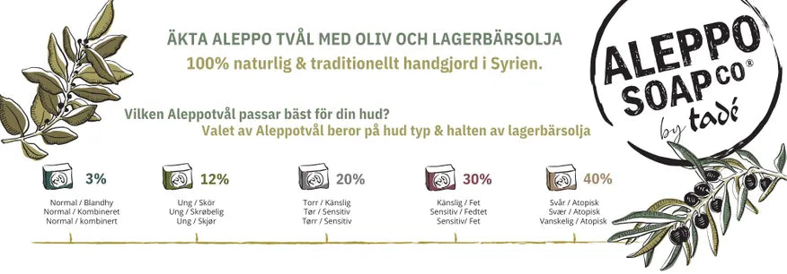 Alepposæbe, 3% laurbærolie, 200 g